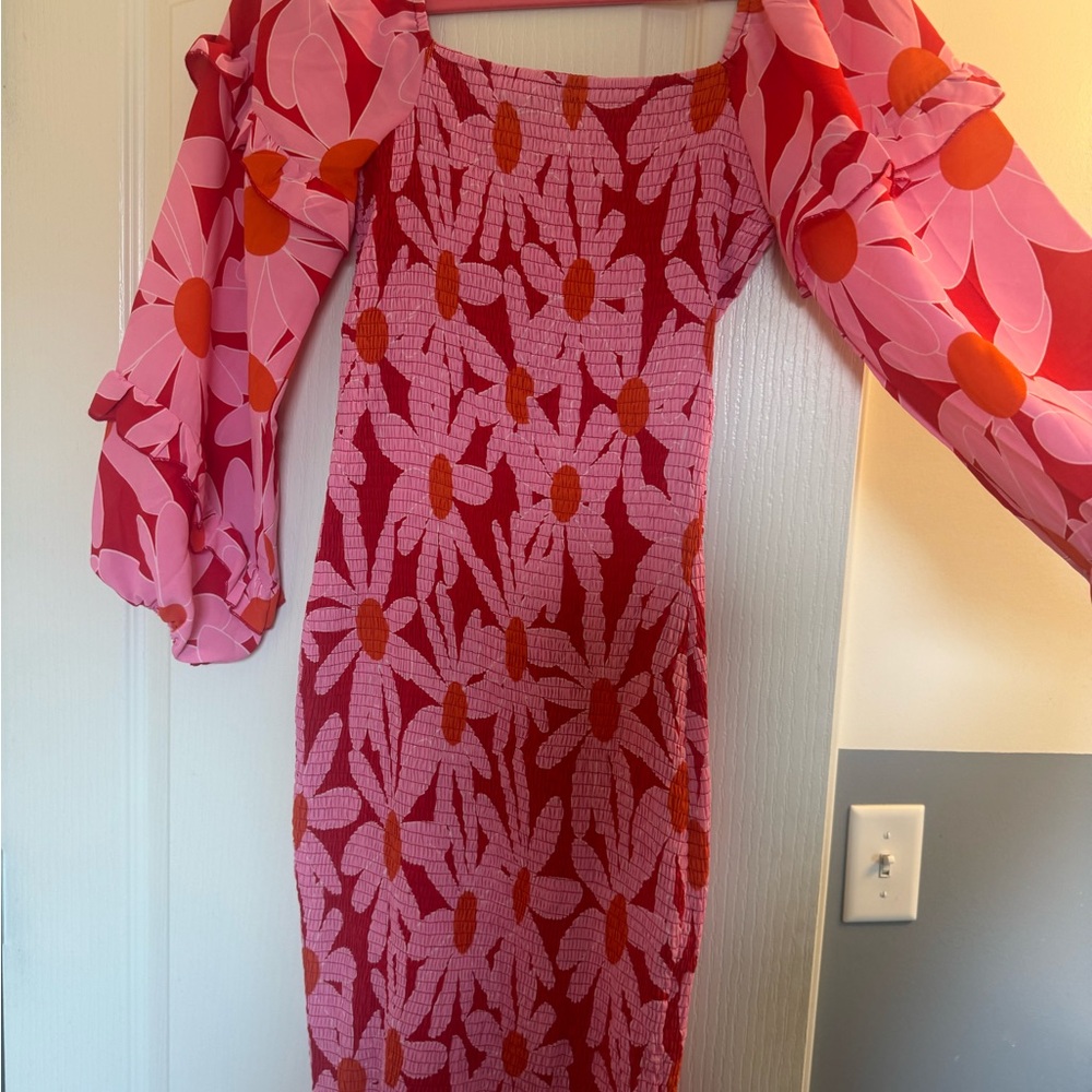 Floral Pink and Red Dress